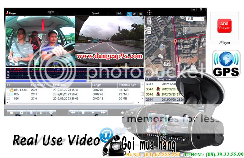 Camera hành trình, hộp đen ôtô DVR SC310 HD, tích hợp 2 camera và GPS