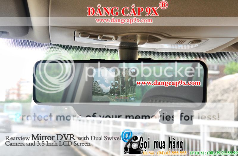 Camera hành trinh dạng gương 2 camera hồng ngoại HDVR- I233