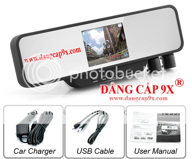 Camera hành trinh dạng gương 2 camera hồng ngoại HDVR- I233
