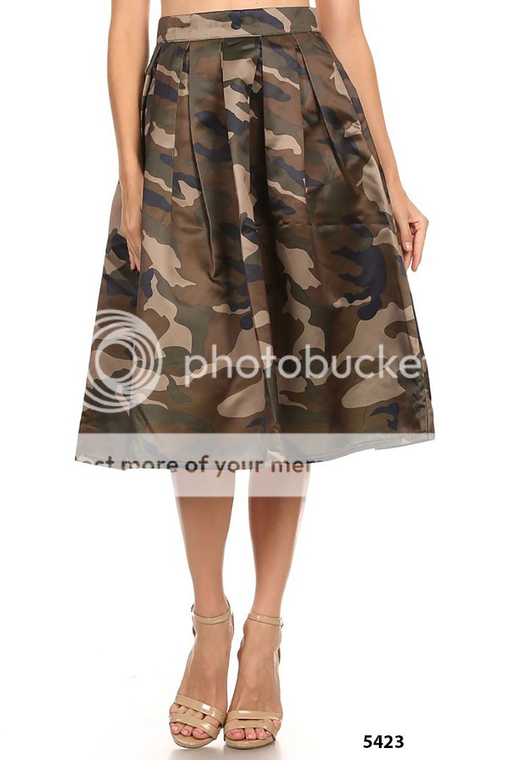 Plus Size Regular Camo Print A Line Pocket Taffeta Gathered Above Knee